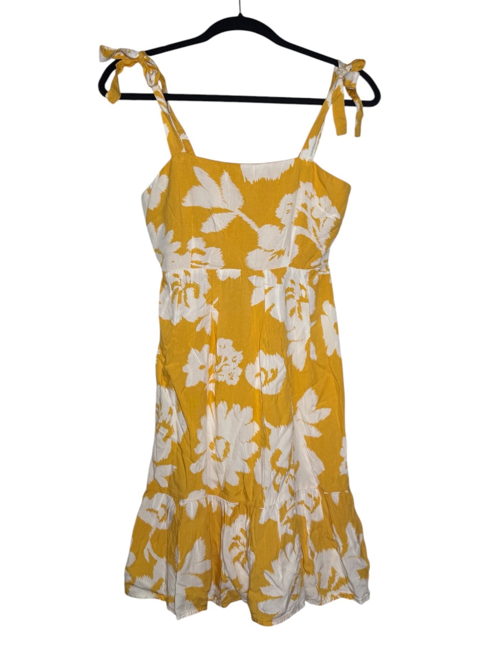 Japna Yellow and White Floral Sundress Sleeveless Size XS NWT Smocked Breathable